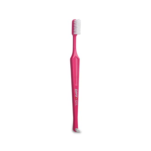 Paro S27L Toothbrush | Small Brush Head Toothbrush with Soft Bristles and Exchangeable Interdental Space F | 3 Rows 27 Tufts for Thorough Cleaning and Gum Care | 12 Pack