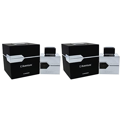 Al Haramain LAventure - EDP Spray Men 3.33 oz Pack of 2 - Cologne for Men - Arabian Perfume - Long Lasting Fragrance - Arabic Perfume - Eau de Parfum