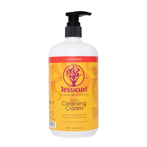 Jessicurl, Hair Cleansing Cream, No Fragrance Added, 32 Fl oz. Moisturizing Shampoo for Curly Hair, Sulfate Free Shampoo for Dry Hair