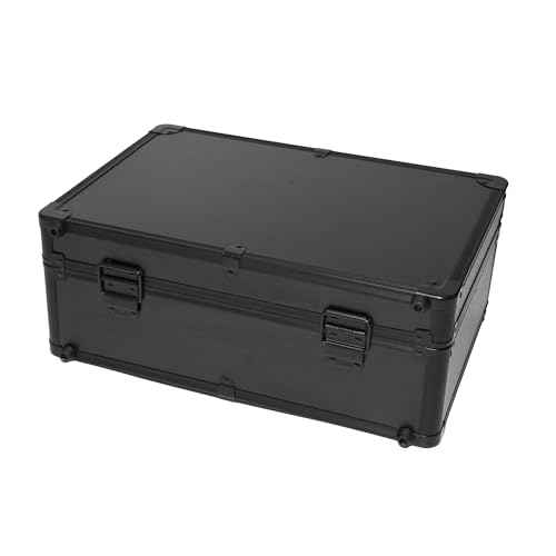 Barber Case Professional Aluminum Hard Hair Kit Tool Box with Hard shell Anti-theft Lock and Indpendent Storage to Hold Scissors Clippers and Supplies for Beauty Salon Hairstylists, Black