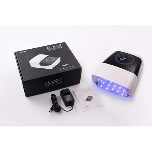 132W Cordless UV Nail Lamp Rechargeable Gel Lamp Professional LED Nail Light Dryer with Removable Stainless Steel Plate 4 Timers Auto Sensor Fast Curing for Home & Salon DIY Manicure