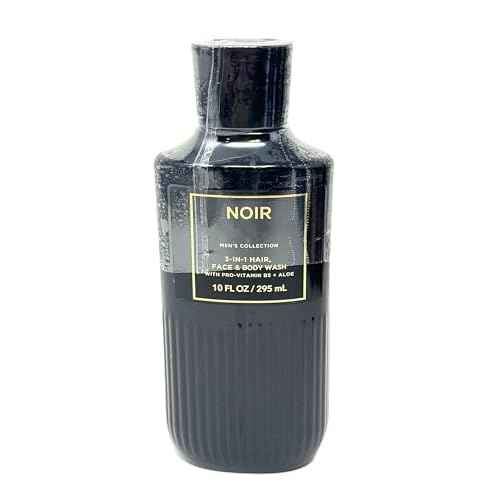 Bath and Body mens 3 in 1 hair face and body wash with vitamin Shower gel (10 fl oz / 295 ml, Noir)