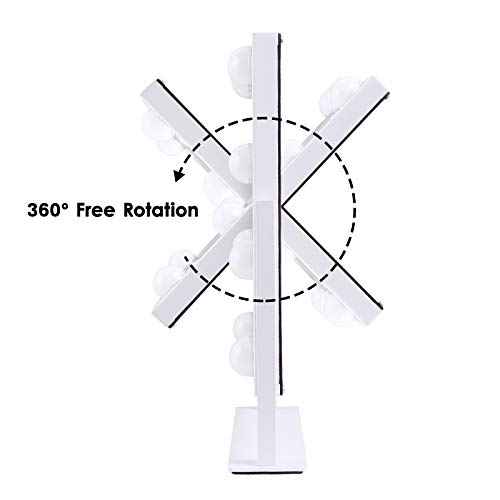 Vanity Mirror with Lights, Hollywood Lighted Makeup Mirror with 3 Color Modes and 9 Dimmable Diamond LED Light Bulbs, Detachable 10X Magnification, 360¡Æ Rotation, Touch Control, White