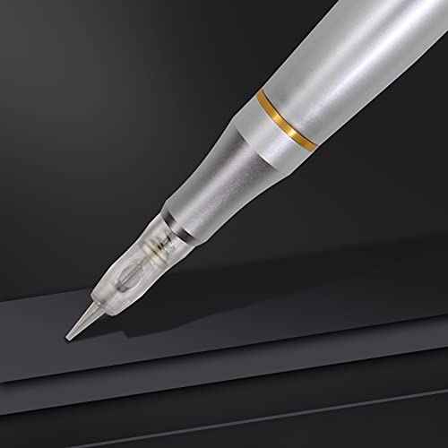 Guapa Semi Permanent Makeup Machine with LED Display 3 Speed Levels Brow Silver Tattoo Machine with 20pcs 1P/1R Needle Cartridges for Ombre Powder Brows Microblading Shading