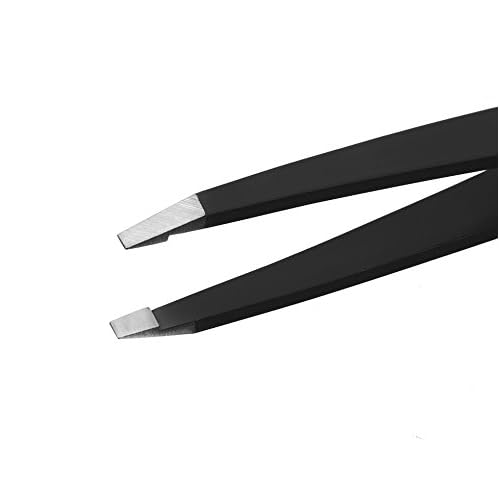 Cliganic Professional Eyebrow Tweezers Slant Tip (Blue) - Precision for Men & Women, Stainless Steel Best for Plucking Chin Facial Hair