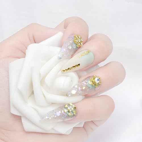 JCAKES 40pcs Christmas Decorations Snowflake Nail Charms with Rhinestones Metal Snowflake Jewels Charms Resin Snowman Santa Claus Nails Design 3D Charms for Nails DIY Craft Home&Salon
