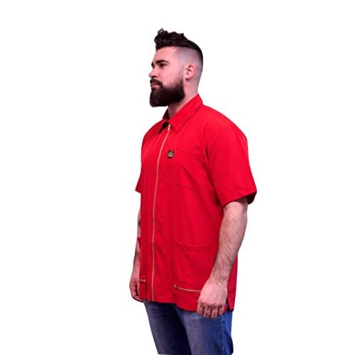 King Midas Professional Hair Barber Jacket - Ultra Lightweight Barber Jacket - Short Sleeves Salon Smocks