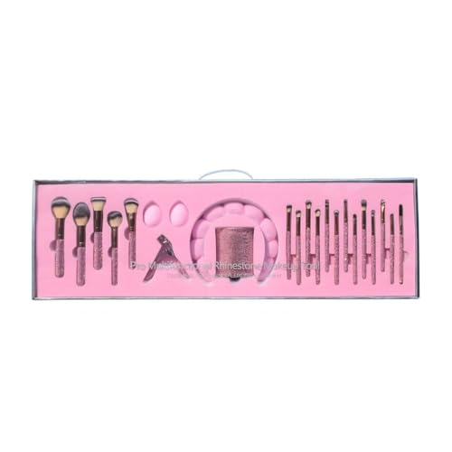 Professional Makeup Brush Set, 23 Pieces, Pink and White, Synthetic Brushes with Diamond Handle, Powder, Contour and Eye Shadow Brushes (23 pieces of white)