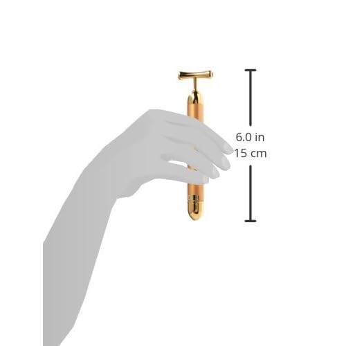 Beauty Bar 24k Golden Pulse Facial Massager, T-Shape Electric Sign Face Massage Tools for Sensitive Skin Face Pull Tight Firming Lift
