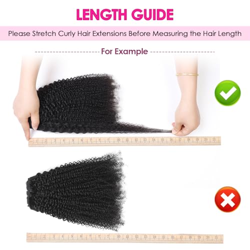 Afro Kinky Curly Clip In Hair Extensions 120g Brazilian Virgin Human Hair for Black Women 4B 4C Natural Black 8Pcs 20 Clips Seamless & Tangle-Free 20 Inch