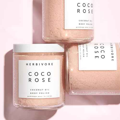 HERBIVORE Coco Rose Exfoliating Body Scrub + In-Shower Moisturizer with Coconut Oil, Shea Butter + Pink Clay for Softer, Smoother Skin | Vegan, Plant-Based, Cruelty-Free