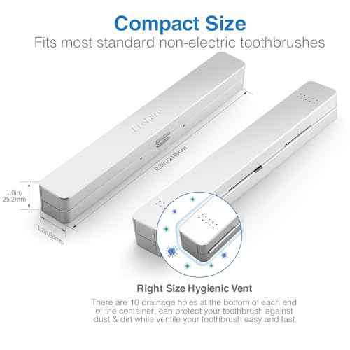 Toothbrush Travel Case Aluminum, Manual Tooth Brush Holder for Traveling, Portable Toothbrush Container for Bathroom, Camping, Business Trip, School (Silver)