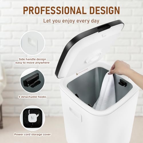 Towel Warmer for Bathroom, 23L Large Towel Warmers, Heated Towel Warmer Bucket with LED Display, 3 Heating Modes, 20/40/60 Min, Auto Shut Off, Child Lock, Black