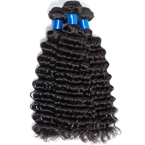 Cranberry Brazilian Virgin Hair Deep Wave Human Hair Bundles 1 Bundle 26 Inch 100% Unprocessed Virgin Hair Curly Waves Double Weft Wet and Wavy Bundles for Black Women