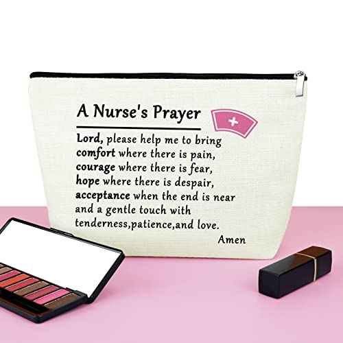 Mxrymvu Nurses Cosmetic Bags Nurse Prayer Gifts Makeup Bag Nurse Student Graduation Gift Nurse's Week Gift Inspirational Gifts for RN Thanksgiving Christmas Birthday Present Travel Toiletry Pouch