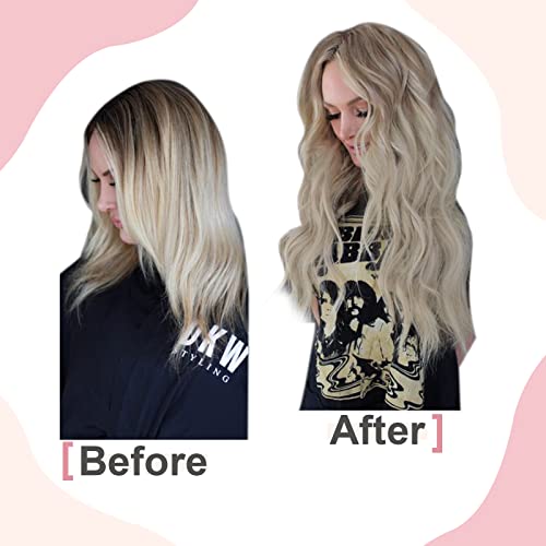 Easyouth U Tip Hair Extensions Human Hair Pre Bonded Hair Extensions Ombre Ash Blonde to Light Blonde Mixed Platinum Blonde Utips Human Hair Extensions Hot Fusion 50g 18inch