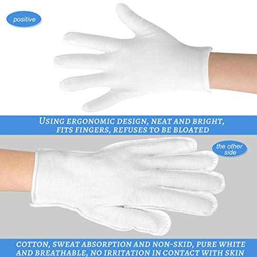 3Pairs Cotton Gloves for Dry Hands Sleeping, White Cotton Eczema Gloves Breathable Machine Washable Cloth for Men and Women