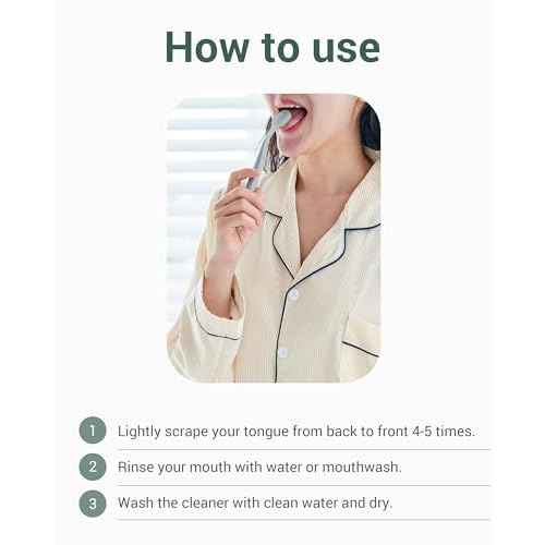 DEARCUS Korean Tongue Scraper with 3 Replaceable Heads - 100% BPA Free TPE Tongue Cleaner - Reduce Bad Breath & Without Hurt - Hygienic Scraper - Modern & Simple Design (White)