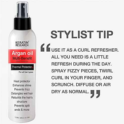 Thermal Hair Protector Spray - Enhances Shine, Eliminates Frizz, Detangles, Prevents Split Ends, Replenishes Nutrients, Heat Activated for Styling