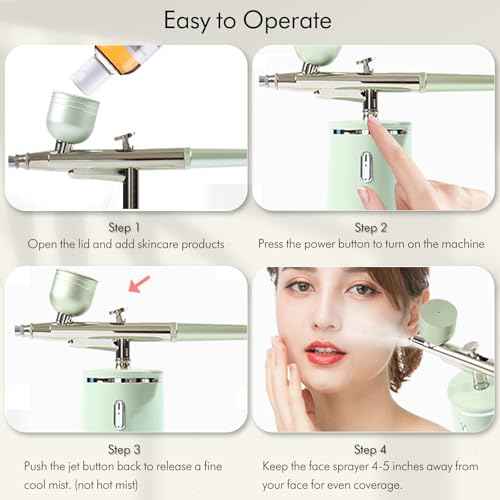 Facial Oxygen Spray Machine - High Pressure Nano Facial Steamer with 0.3mm Nozzle - Rechargeable Portable Nano Mist Injector Sprayer for Deep Moisturizing Face Skincare