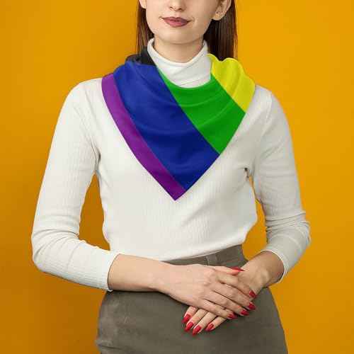 Agender Pride Flag Bandana for Men Women Square Headscarf Handkerchief Silk Neck Scarf Headbands Headwrap
