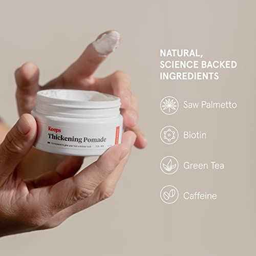 Keeps Matte Thickening Pomade for Men - Natural Ingredients for Fuller Hair: Biotin, Caffeine, Green Tea & Saw Palmetto - All-Day Medium Hold for All Styles