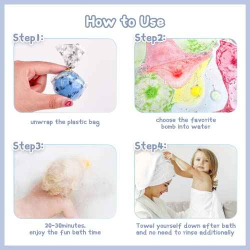 Bath Bombs for Kids,12pcs Bath Bombs with Surprise Crystal Toys Inside, Handmade Natural and Organic Bubble Bath Bombs, Birthday Christmas Easter Gift for Girls