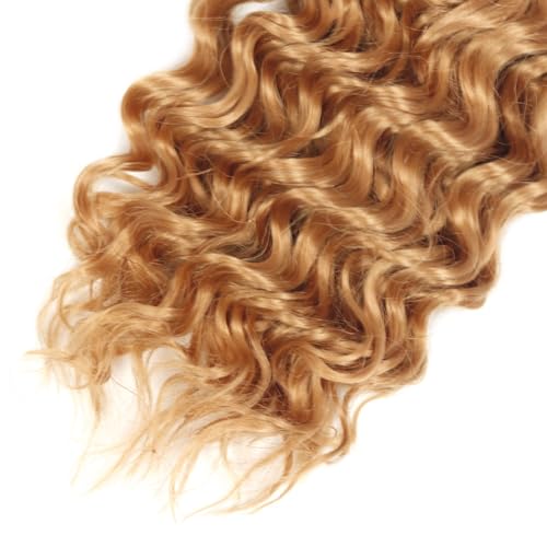 26 28 30 inch #27 Human Hair Bundles Honey Blonde Bundles Blonde Deep Wave Bundle 27 Deep Curly Human Hair Bundle