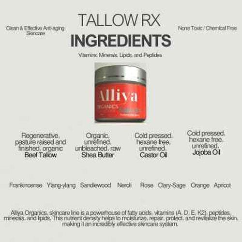 Alliya Organics Tallow Rx Hydrating Anti-Aging Face Cream, 2 oz (Chemical Free)