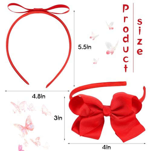 2PCS Bow Headbands Set for Girls Big Knotted Headbands Grosgrain Ribbon Hair Bows Cute Hair Hoop Top Knot Turban Hair Headband for Girls Teens Party Cosplay Decoration Hair Accessories