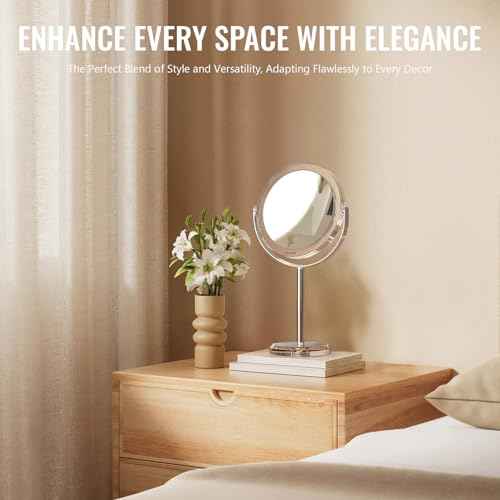 Auxmir 1X/ 30X Magnifying Mirror, Makeup Mirror with Tweezer, 6.8'' Double Sided Round Vanity Tabletop Mirror, 360¡Æ Rotation Portable for Dressing Table Desk Bathroom Bedroom Travel, Clear
