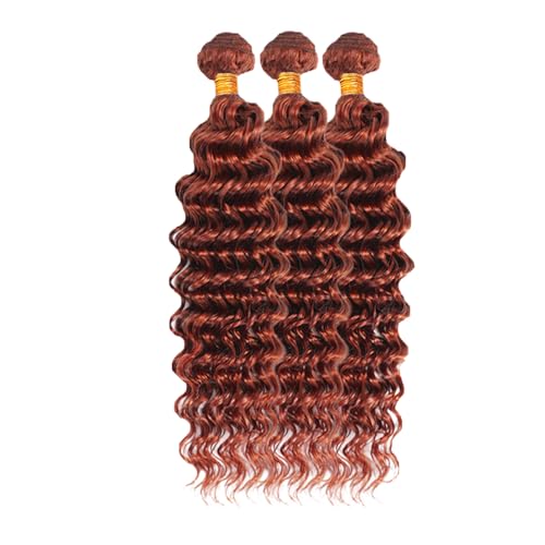 22 24 26 Inch Color #33 Bundle Reddish Brown Deep Wave Human Hair Weave 8A Brazilian Virgin Hair Mixed Length 3 Bundles #33 Loose Deep Wave Bundles Human Hair Extensions