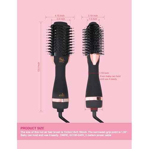 Hair Dryer Brush Blow Dryer Brush in One, 4 in 1 Ionic Hair Dryer and Styler Volumizer with Oval Titanium Barrel, Hot Air Straightener for Smooth Frizz-Free Blowout