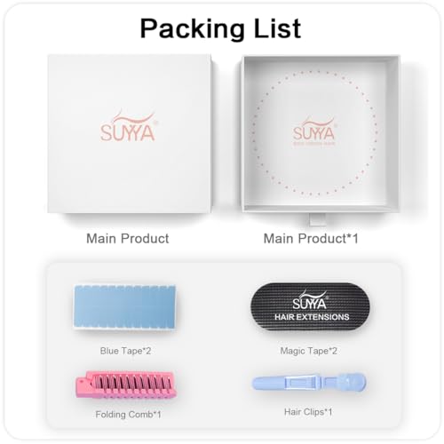 SUYYA Invisible Tape in Hair Extensions Human Hair Darkest Brown Seamless Injected Hand-Tied Pro Quality Virgin Human Hair 20PCS 40G/Pack Straight Tape Ins(16 inch #2 Darkest Brown)