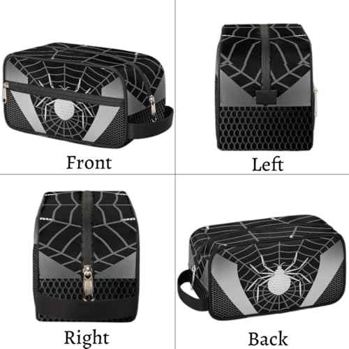 Boys Travel Toiletry Bag, Gray Web Kids Waterproof Hanging Dopp Kit, Wash Bag with Large Capacity for Travel, Sports, Shower