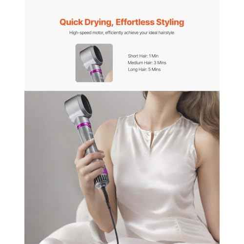 VEVOR Hair Air Styler and Dryer Brush, 5-in-1 Multi Hair Styler with 3 Brushes & 2 Nozzles, Ionic Blow Dryer Brush, Reduced Heat Damage, High-Speed Styling Tool for Volumizing Straightening Curling