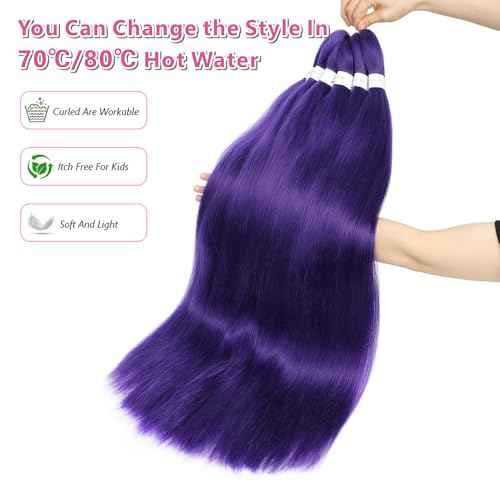 Purple Braiding Hair 20 Inch Pre Stretched Braiding Hair Extensions 2 Packs Synthetic Crochet Hair Twist Braids(20",Purple-2P)