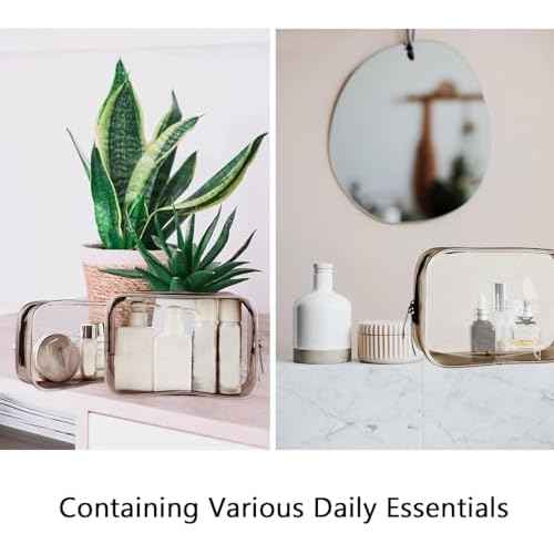 Clear Pouch Small, Makeup Bag, 6.6"x2.3"x4.7" Size TSA Approved Toiletry Bag, Clear Travel Bags for Toiletries, Cosmetic Bag for Women and Men Small-1 Pack Coffee