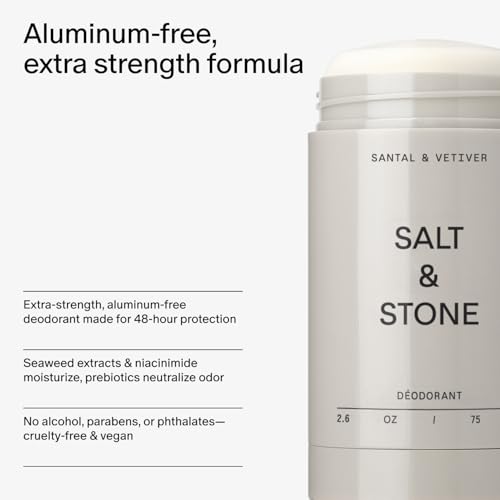 Salt & Stone Signature Scent Duo Set | 48 Hour Aluminum-Free Deodorant & Hydrating Body Mist | Skincare-Infused Deodorant & Body Spray | Santal & Vetiver