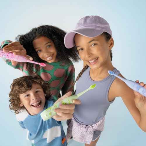ORDO Squishmallows Toothbrush, Sonic Battery Toothbrushes for Kids, Soft Bristles, Extra Brush Head Inc, Gift for Kids Aged 4 Years and Up, Battery Included, Auggie