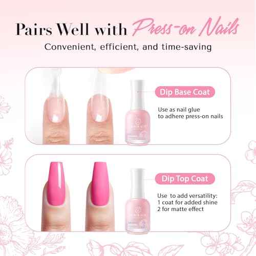 AZUREBEAUTY Dip Powder Liquid Set, 4Pcs 15ml/0.5oz Dipping Base Activator and Top Coat Brush Saver Nail File Necessary Tools for Dip Kit No Lamp Needed