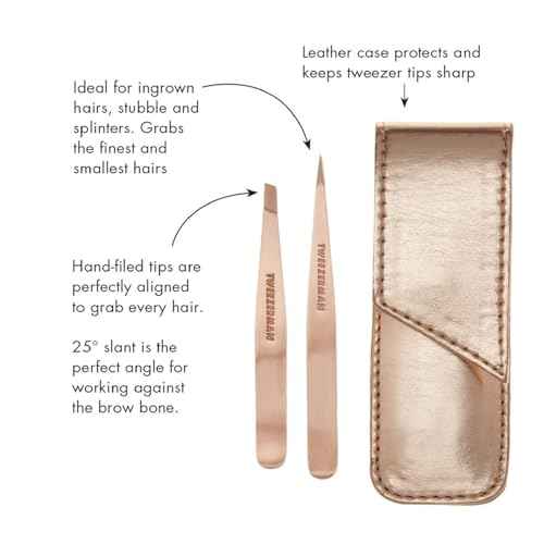 Tweezerman Rose Gold Petite Point and Slant Set with Travel Case