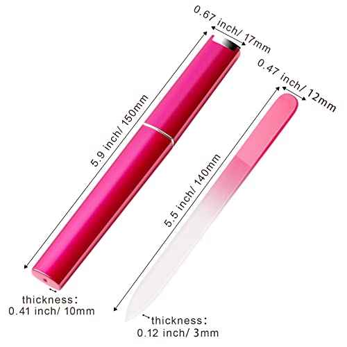 6 Pcs Glass Nail File With Case, Crystal Nail Files for Natural Nails Fingernail Files Set, Double Sided Etched Nail Filer Professional Ceramic Glass File for Travel Gifts Package Fine Grit