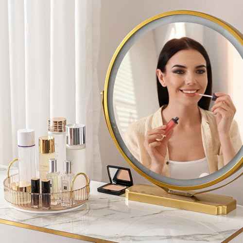 Makeup Organizer for Vanity, 360¡Æ Rotating Bathroom Organizer Countertop, High-Capacity Skincare Organizer, Spinning Cosmetics Organizer for Dresser Countertop (1 Tier, Amber)