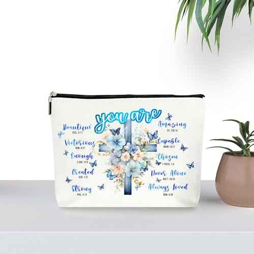 Christian Gifts for Women with Bible Verse, Inspirational Motivational Cheer Up Thoughtful Gifts for Women, Christian Mothers Day Christmas Birthday Gifts for Women, Cosmetic Makeup Bags. (064)
