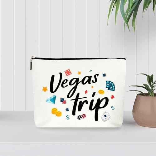 Vegas Trip Makeup Bag Cosmetic Bag, Birthday Travel Gifts For Women Mom Friends Sister Wife Grandma Aunt Daughter Teacher Coworker. (007)
