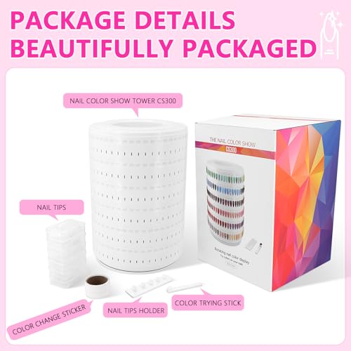 Nail Polish Display Book 300 Colors, Professional Nail Color Display Show Nails Sample Book (CS300)