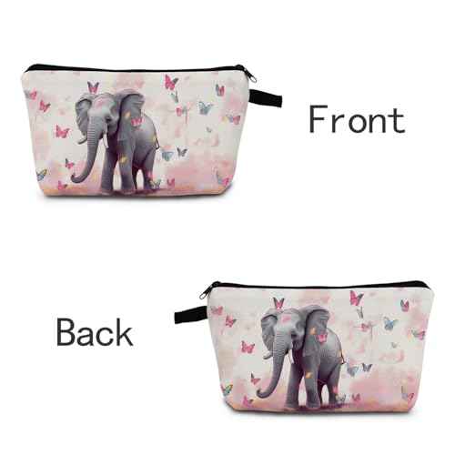 Cute Cartoon Elephant Makeup Bag for Women Travel Cosmetic Organizer Bag Teacher Appreciation Gifts Small Zipper Toiletry Bag