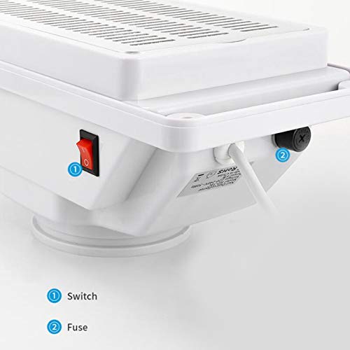 6W Quiet Table Nail Vacuum Cleaner Manicure Pedicure Tool Nail Dust Collector Device with Fan for Professional Nail Salon White(US)