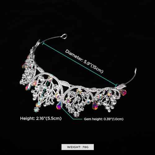 Crown Headpiece Headband Tiara for Girl Bride Wedding Hair Accessories for Bridal Birthday Party Christmas New Year Gifts Hair Band Silver